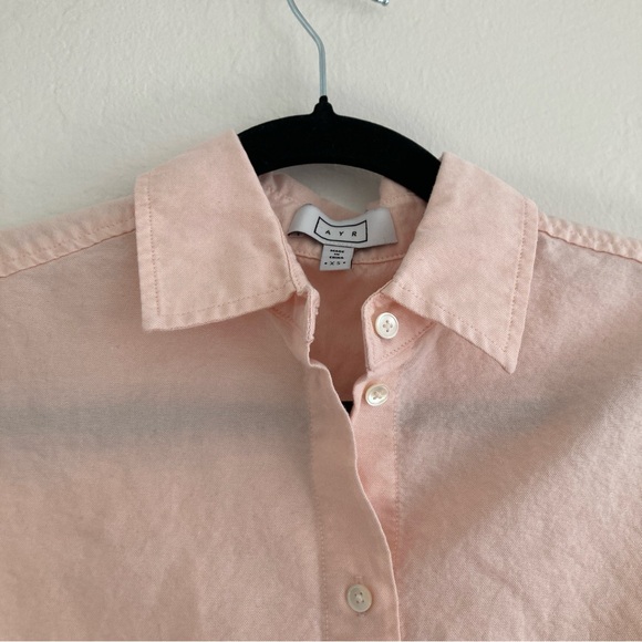 AYR The Book Club Cropped Button Down Top Pink Boxy Relaxed Preppy Womens XS - Picture 3 of 9